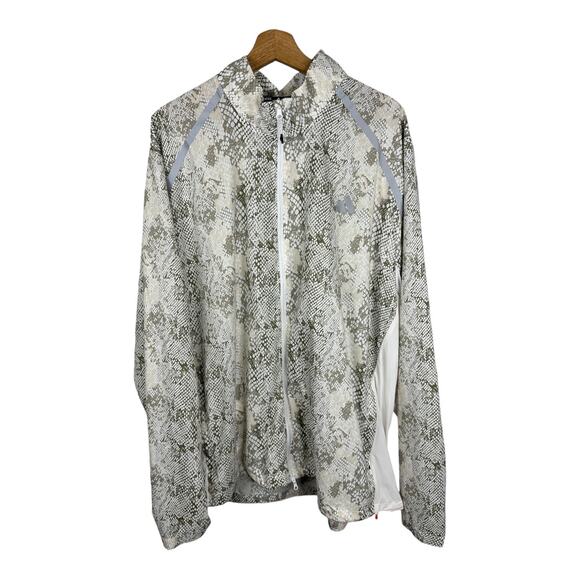 Adidas Mens 2XL Allover Print Marathon Jacket White Aluminium IC7597 Slim Fit - Picture 3 of 12